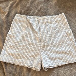 Blue and White Plaid Women Shorts